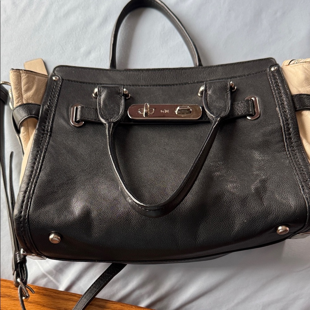 Coach Black and Tan Leather Satchel